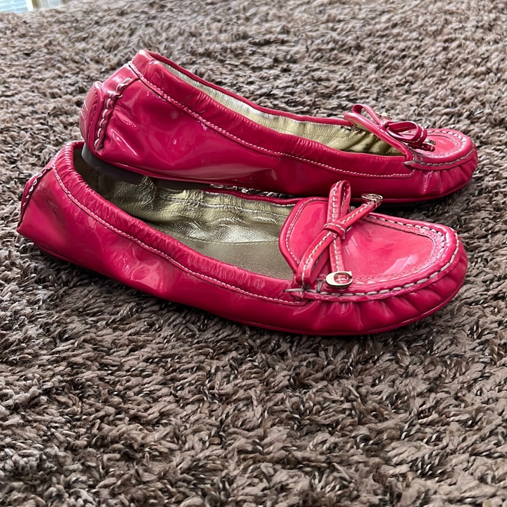 Hot pink Coach driving loafer